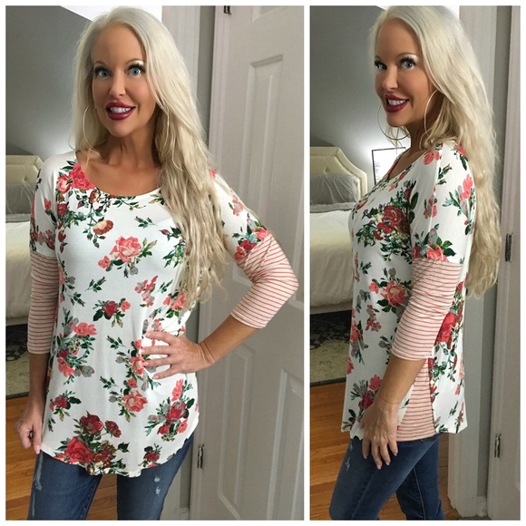 ❤️LAST 1! Roses 🌹 Contrast Print Oversized Tunic - Picture 2 of 3